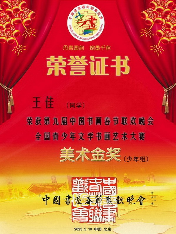 王佳 第9届中国书画春晚青少年书画大赛证书.jpg